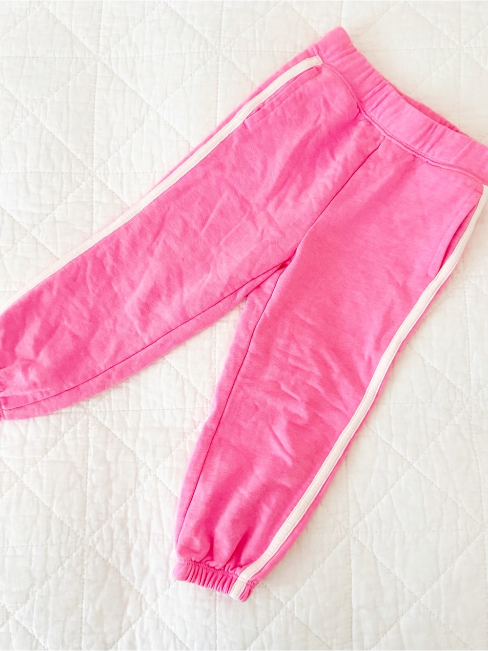 Gap 3T Kids Girls' Pink Jogger Sweatpants with White Side Stripe